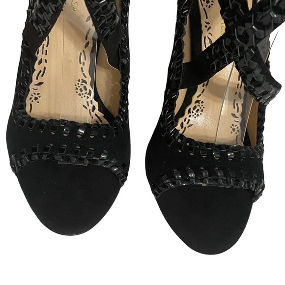 Marchesa Womens Heels Size 39 Suede Leather Criss Cross Whipstitch Trim Straps - Picture 5 of 11